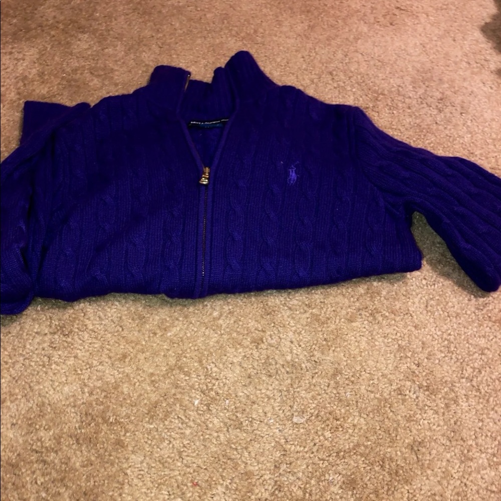 Purple zip up polo sweater